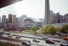 downtown toronto with the view of the rogers centre and the cn tower